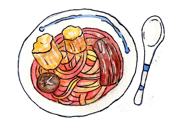 卡通手绘香菇汤面插画