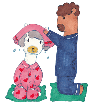 情侣羊驼手绘插画