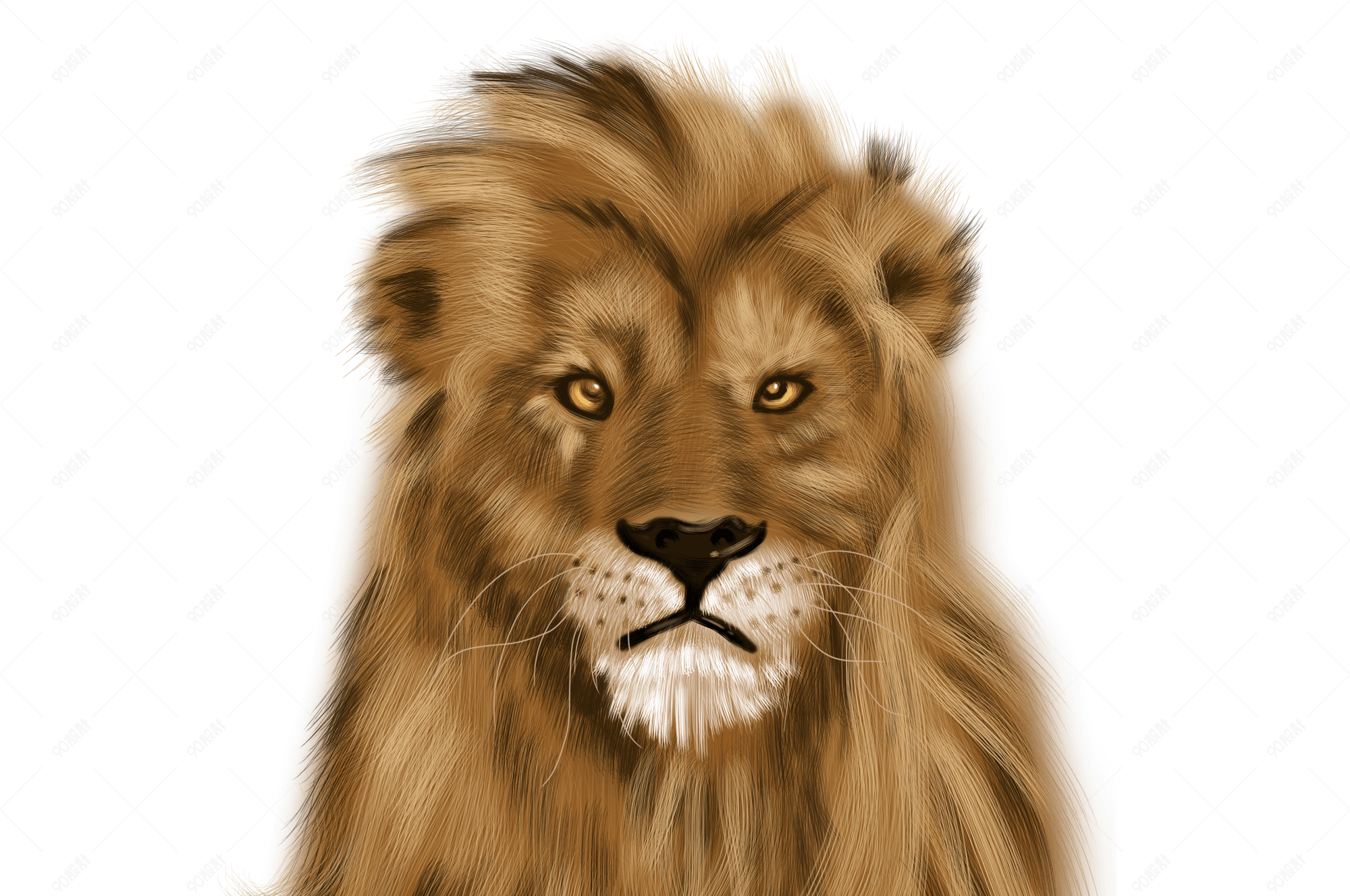 可爱狮子手绘插画psd