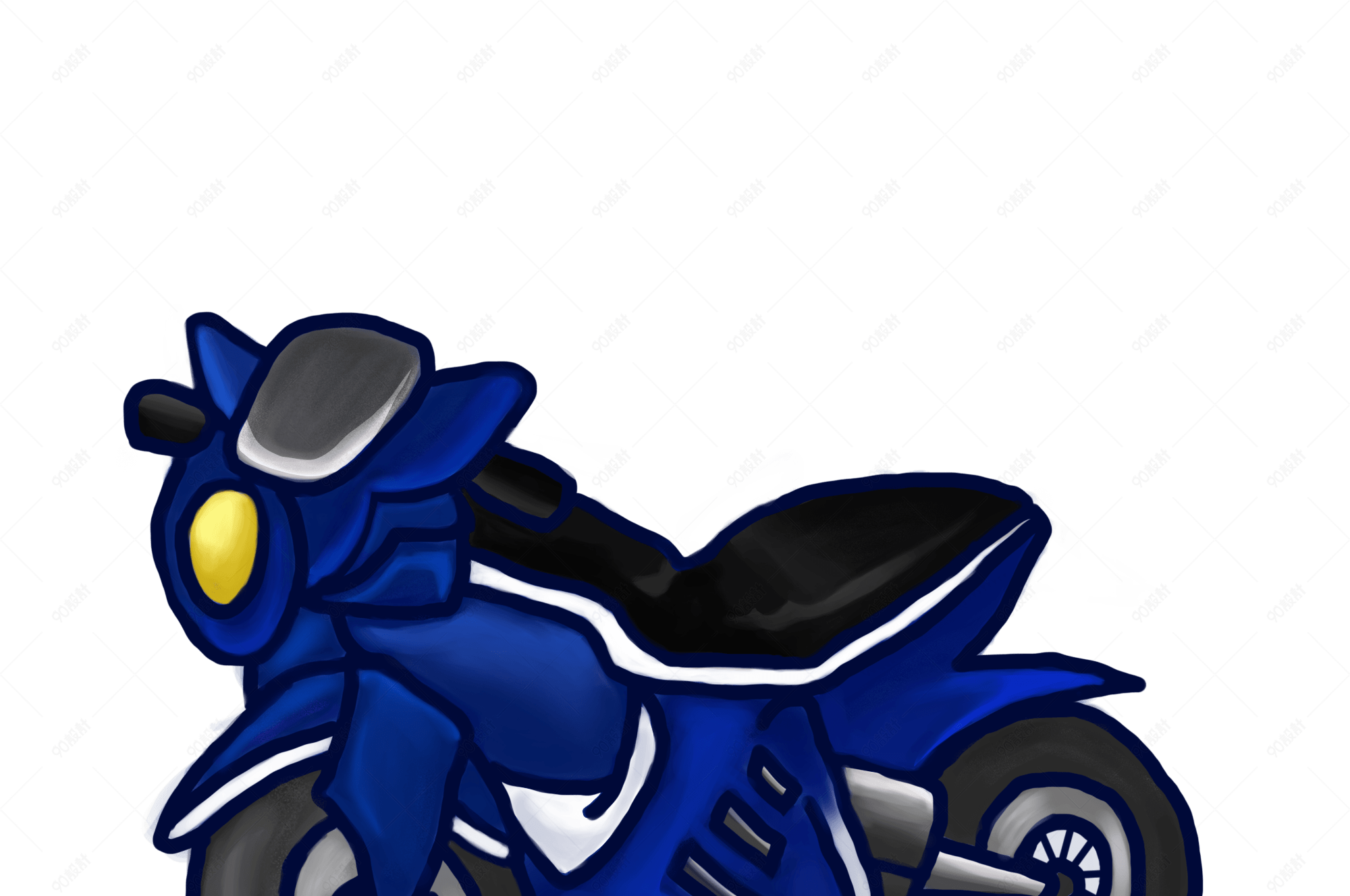 卡通蓝色摩托车插画