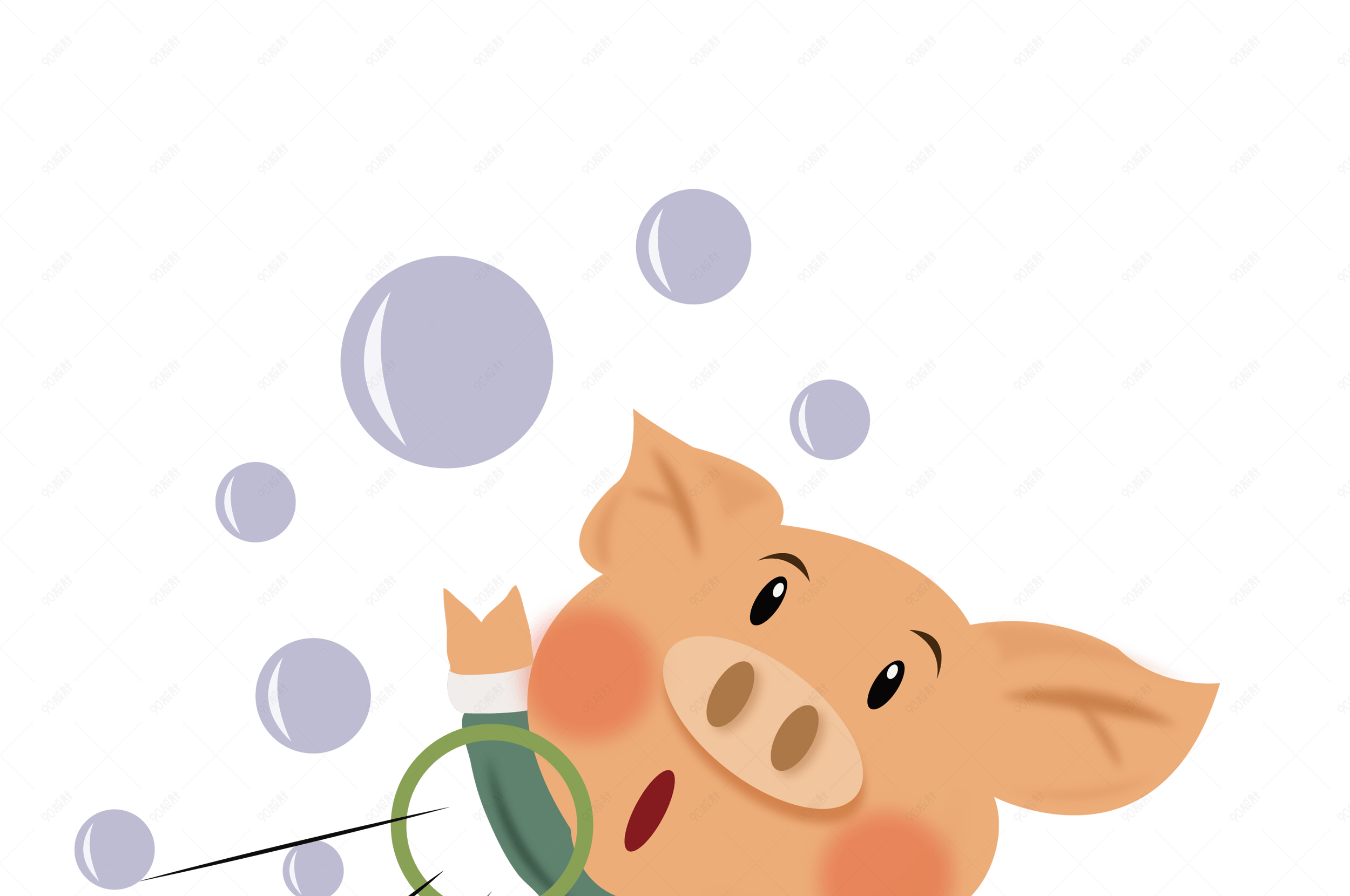 2019年猪年立体猪吹泡泡的猪png免费下载