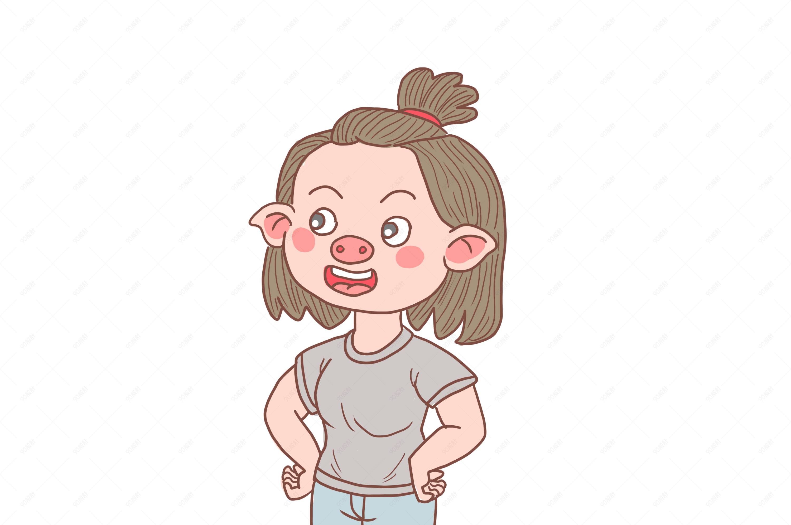 猪年卡通手绘女猪娃娃