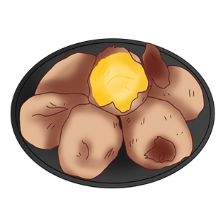 卡通手绘冬季烤红薯插画