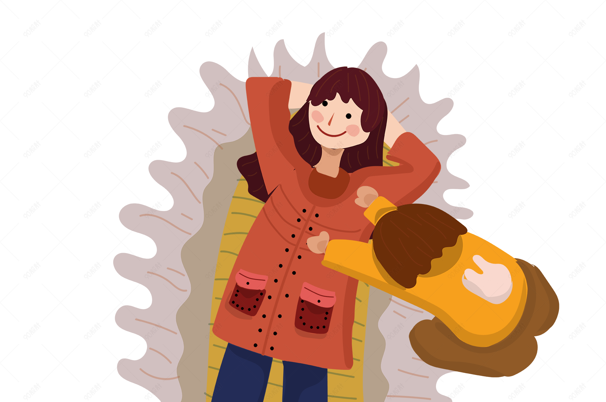 感恩卡通手绘风给妈妈捶背