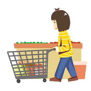 双十二购物车卡通插画