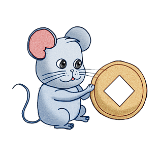 手绘新年中国风老鼠宝宝