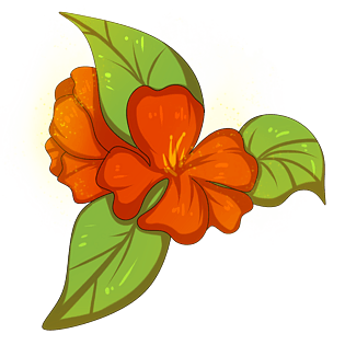 卡通手绘红色山茶花插画