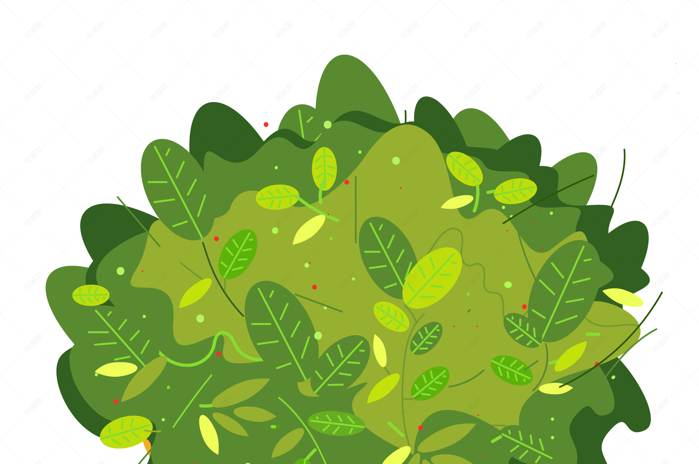 手绘风格可爱卡通绿色小盆栽