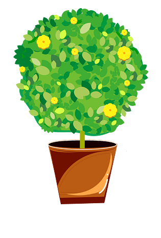 可爱卡通花朵绿色盆栽