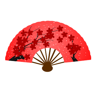 中国古风红色梅花折扇