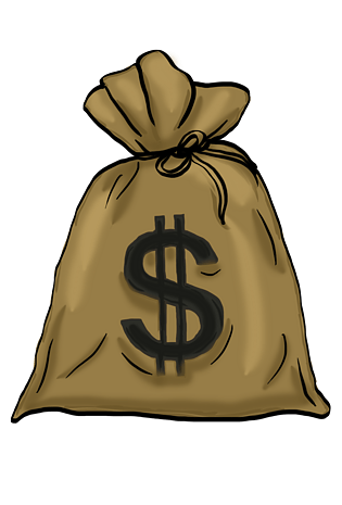 卡通手绘一袋子的钱