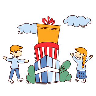 手绘卡通双十一购物双11礼物盒