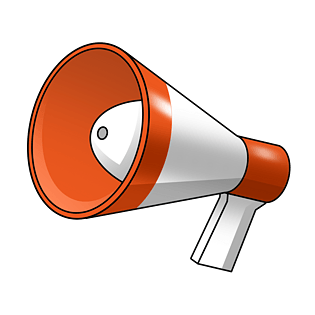 手绘橘色的小喇叭插画