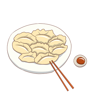 手绘冬至美食饺子插画