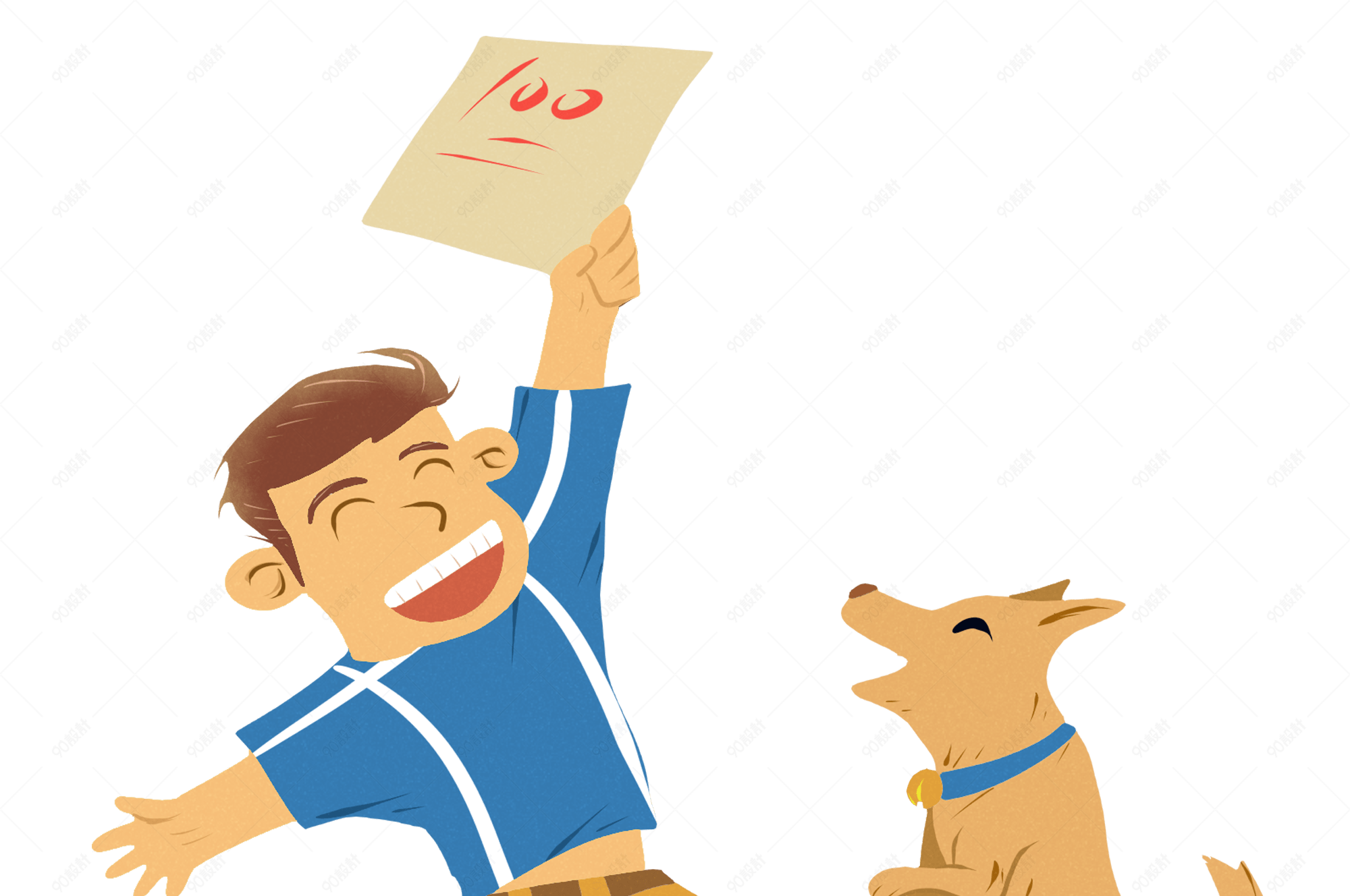 手绘卡通矢新年好运主题考一百分