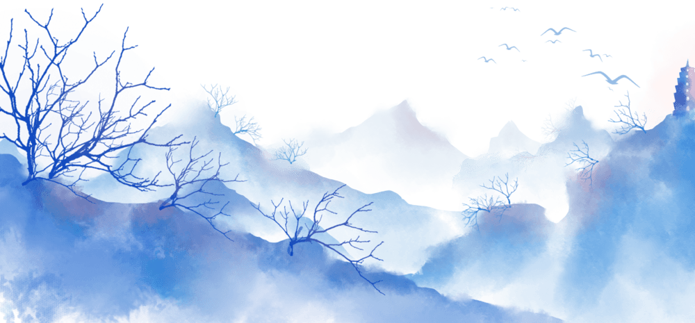 中国风手绘水墨风景山水画