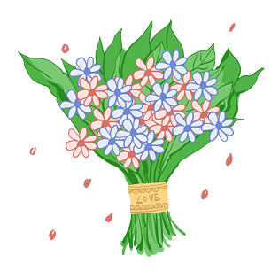 花束pngpsd2000*2000卡通手绘水墨绿叶子pngpsd2000*2000情人节婚礼