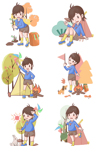 可爱创意卡通可爱小朋友外出旅行