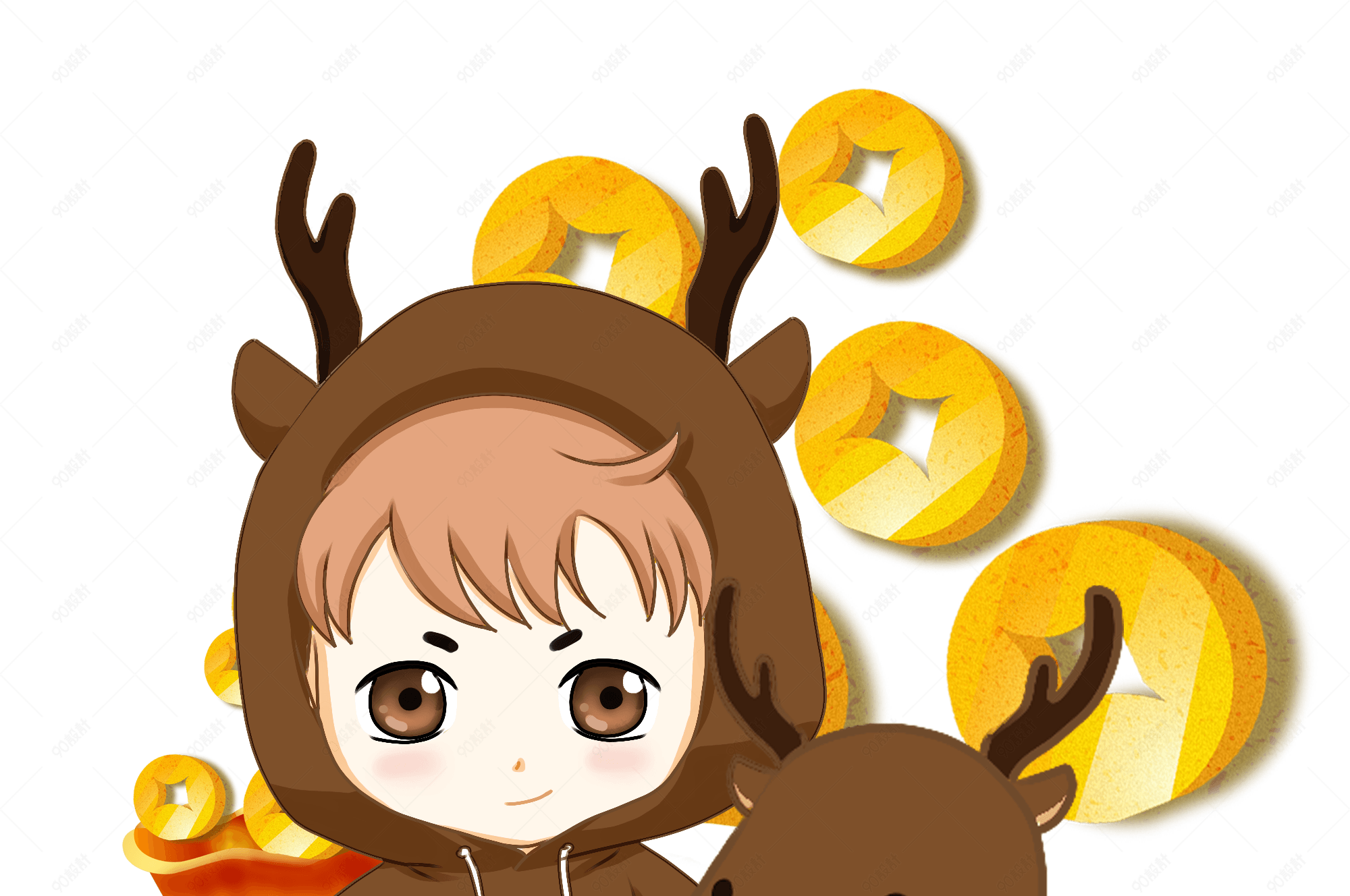 运气娃娃卡通形象插画合集福气娃娃