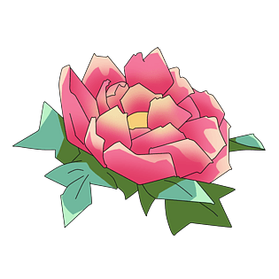 卡通手绘鲜艳牡丹插画