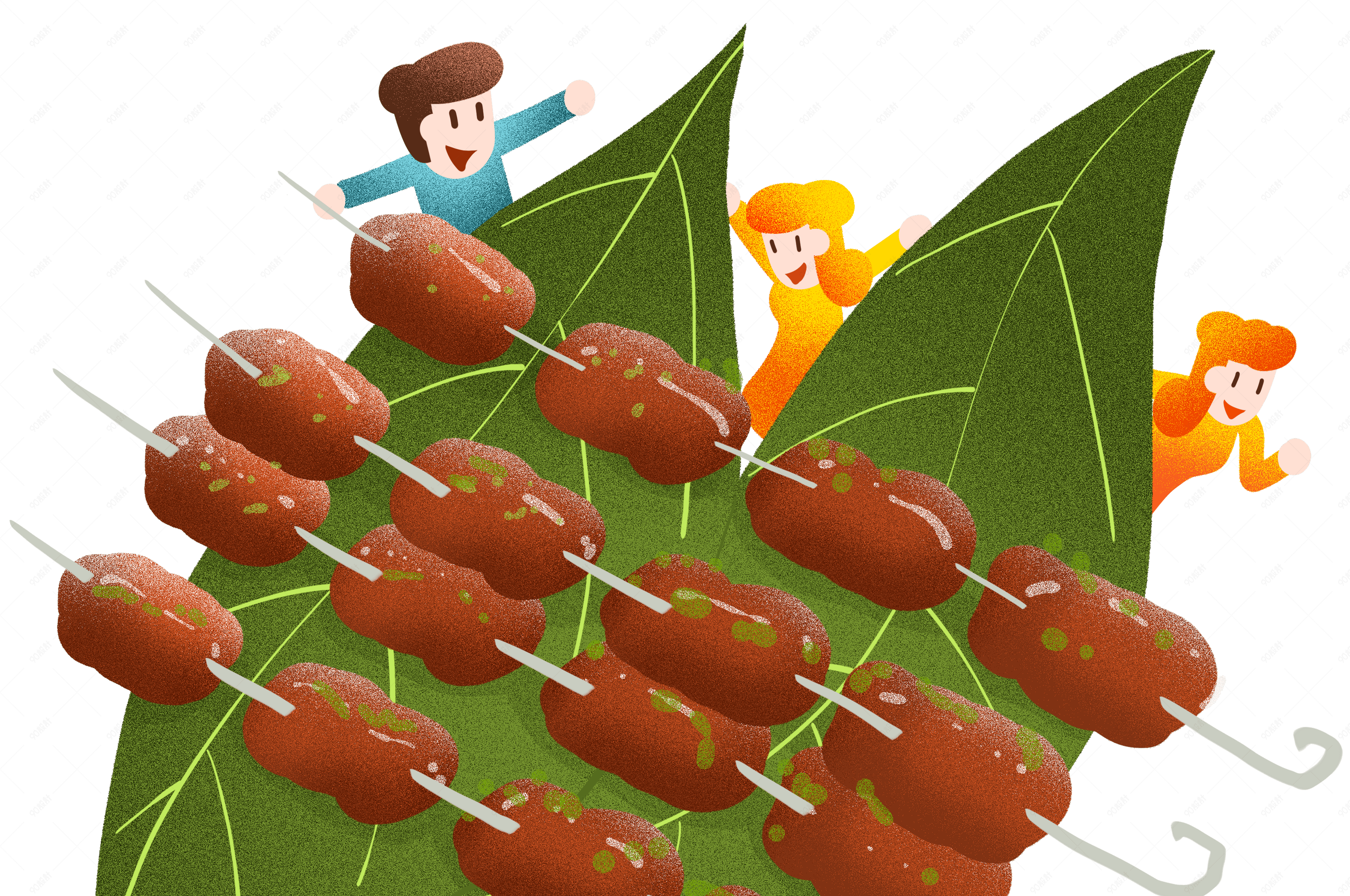 年夜饭羊肉串插画