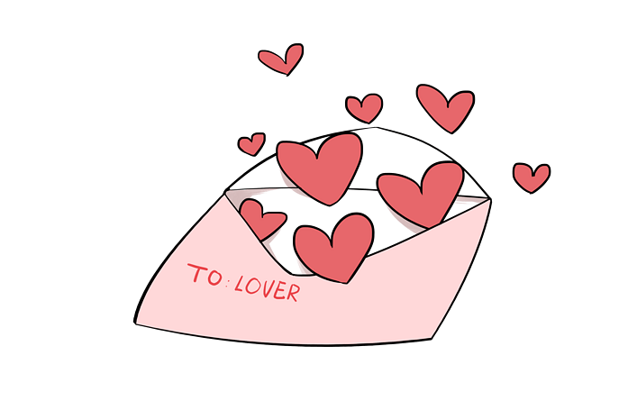 手绘矢量爱心装饰图案pngpsd2000*2000七夕告白信封心形玫瑰花pngpsd