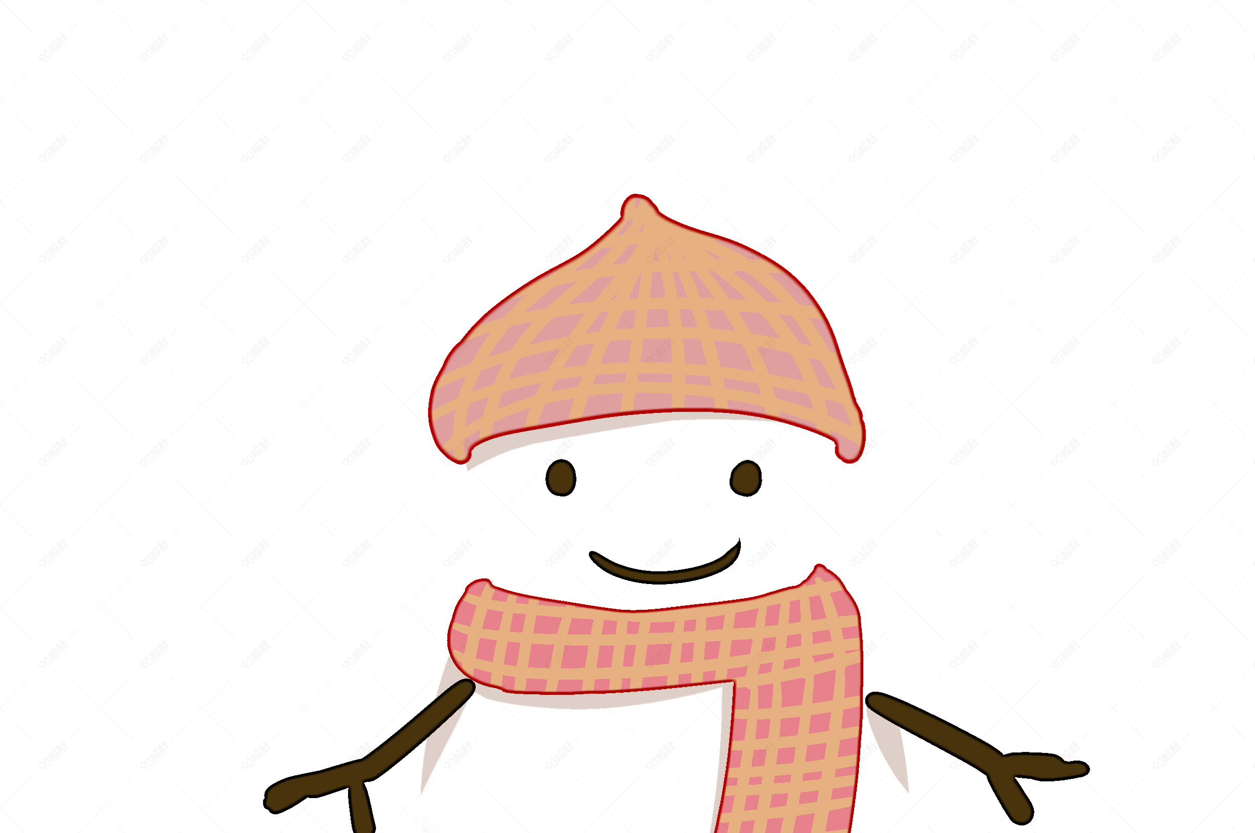 手绘冬季可爱雪人插画