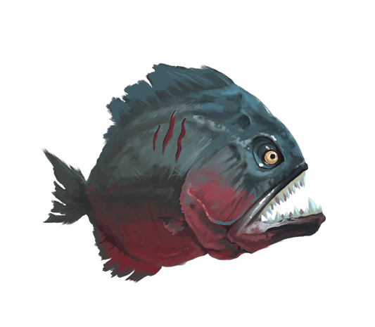 恐怖魔鬼鱼卡通插画