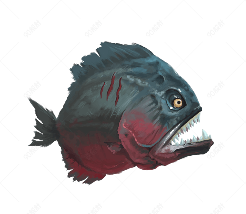 恐怖魔鬼鱼卡通插画