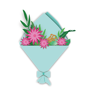 矢量粉色绿色花束