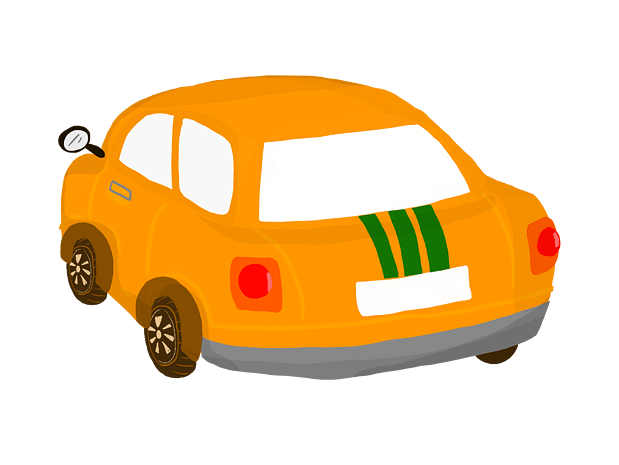 手绘黄色的汽车插画pngpsd2000*2000手绘卡通出游季道路自驾游汽车