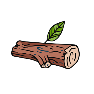 矢量手绘绿叶木头