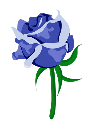 蓝色牡丹花手绘插画