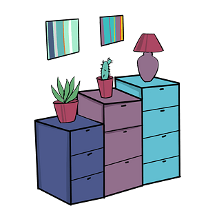 收纳盒插画pngpsd2000*2000简约手绘办公用品pngpsd2000*2000手绘卡通