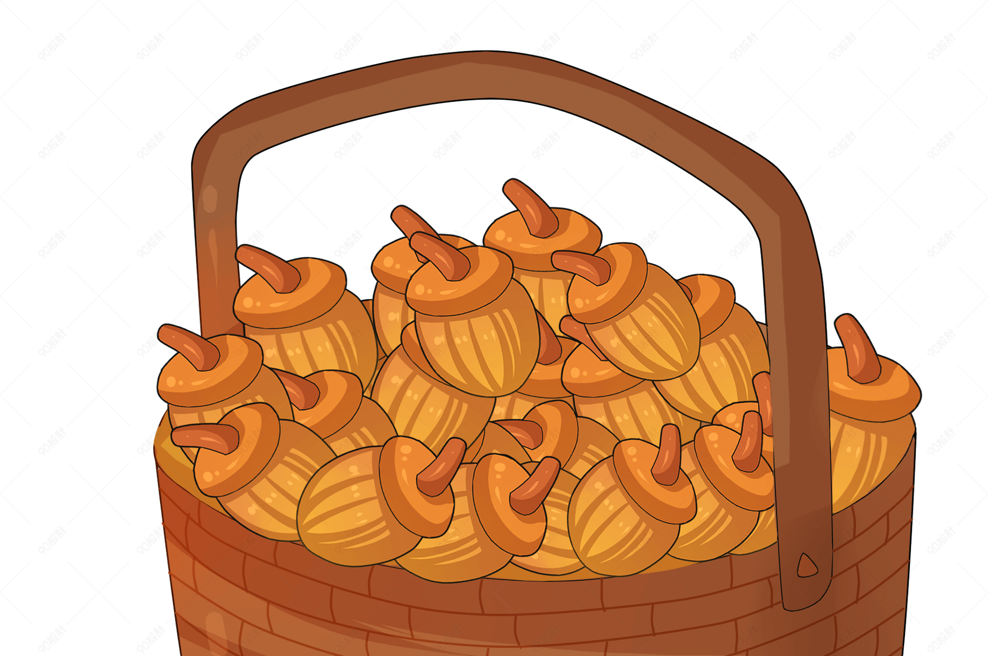 手绘一篮子松果插画