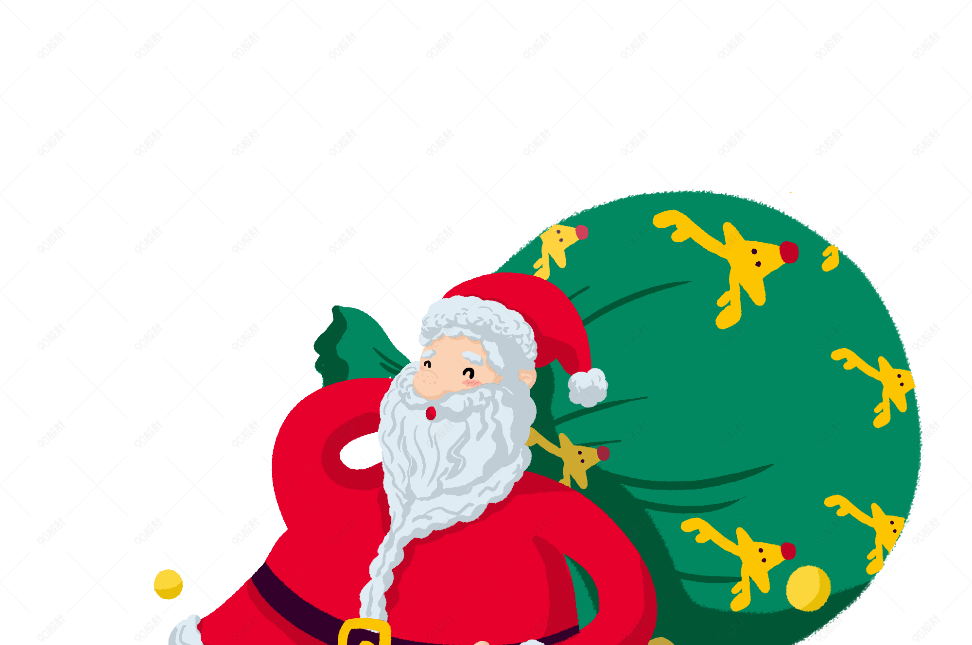 圣诞红色卡通插画圣诞老人psd