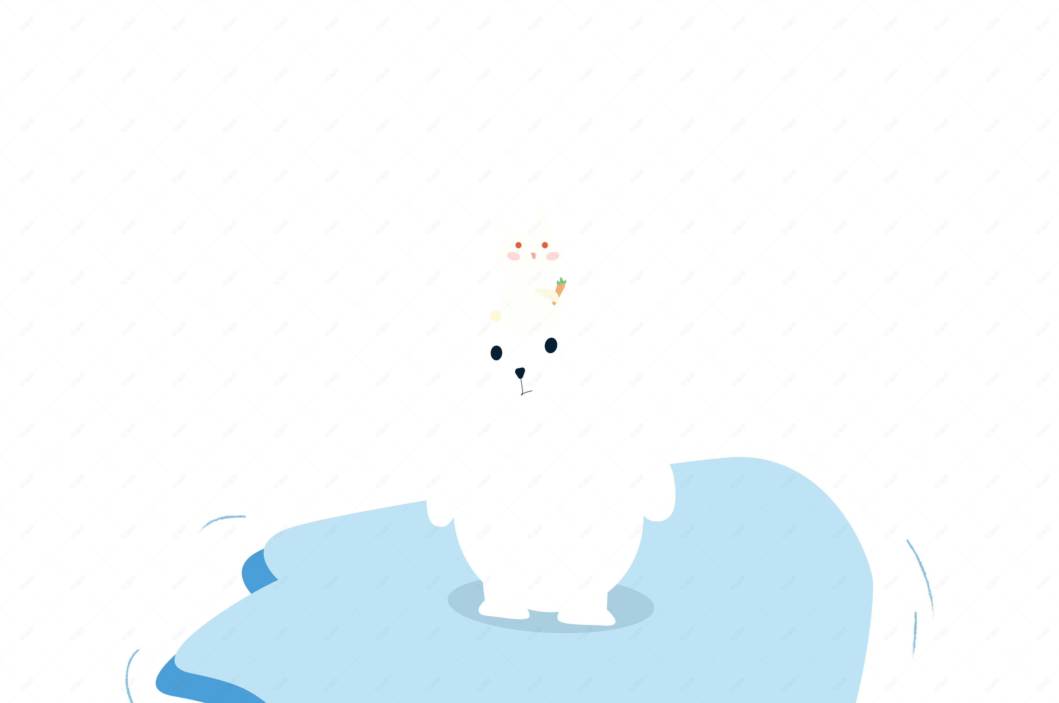 矢量手绘卡通熊和兔子