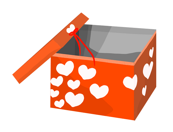 心形黄色礼品盒插画