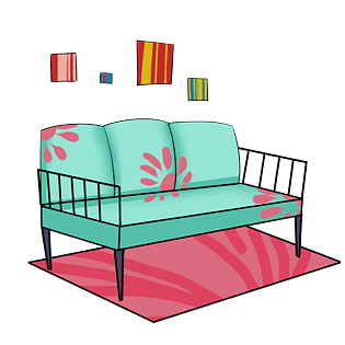 沙发pngpsd2000*2000六一儿童节童年回忆插画pngpsd2000*2000家庭朋友