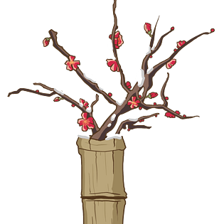 树插画pngpsd2000*2000雪梅卡通手绘插画pngpsd2000*2000冬至梅花png