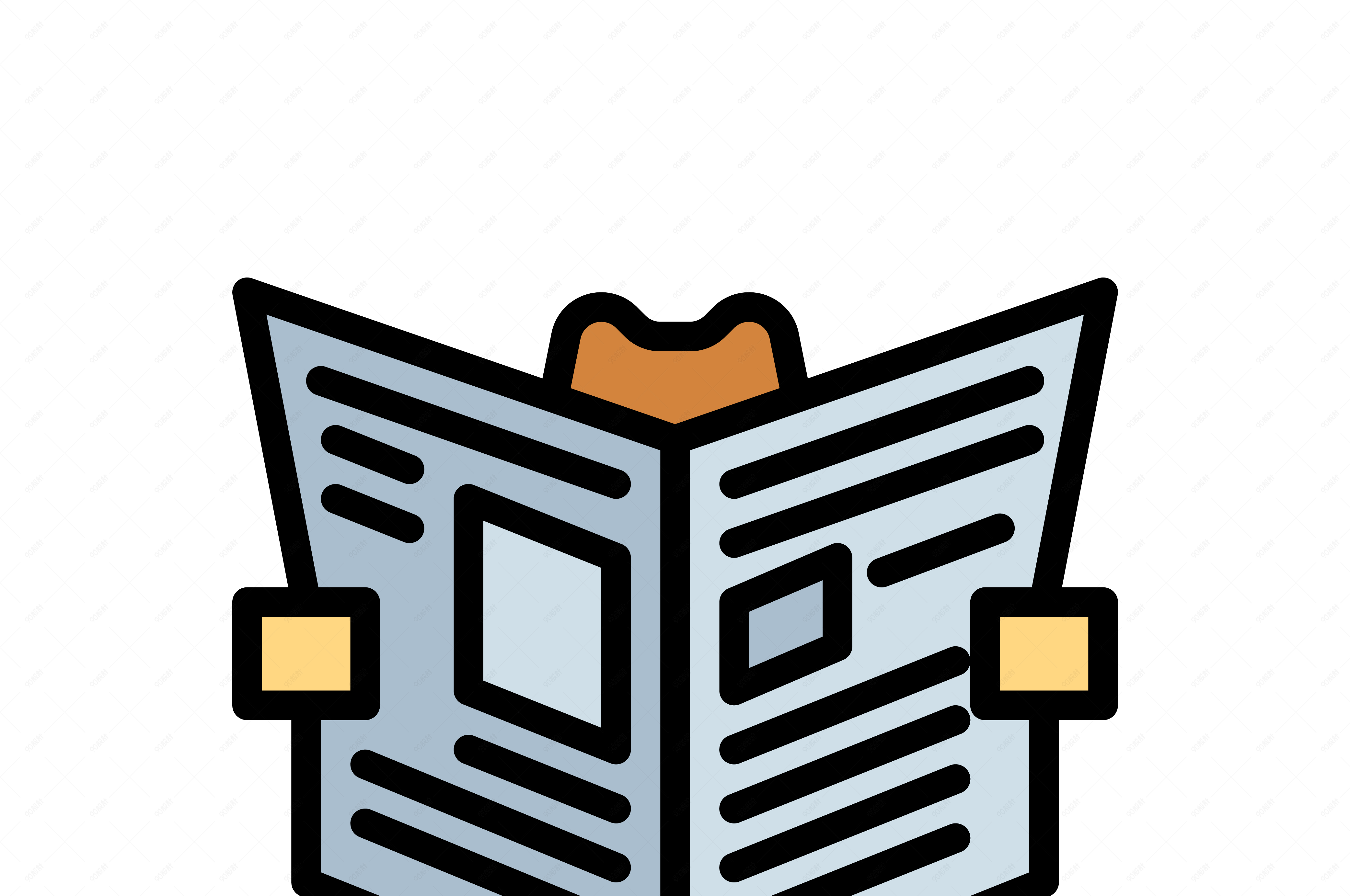 矢量看报纸的小人