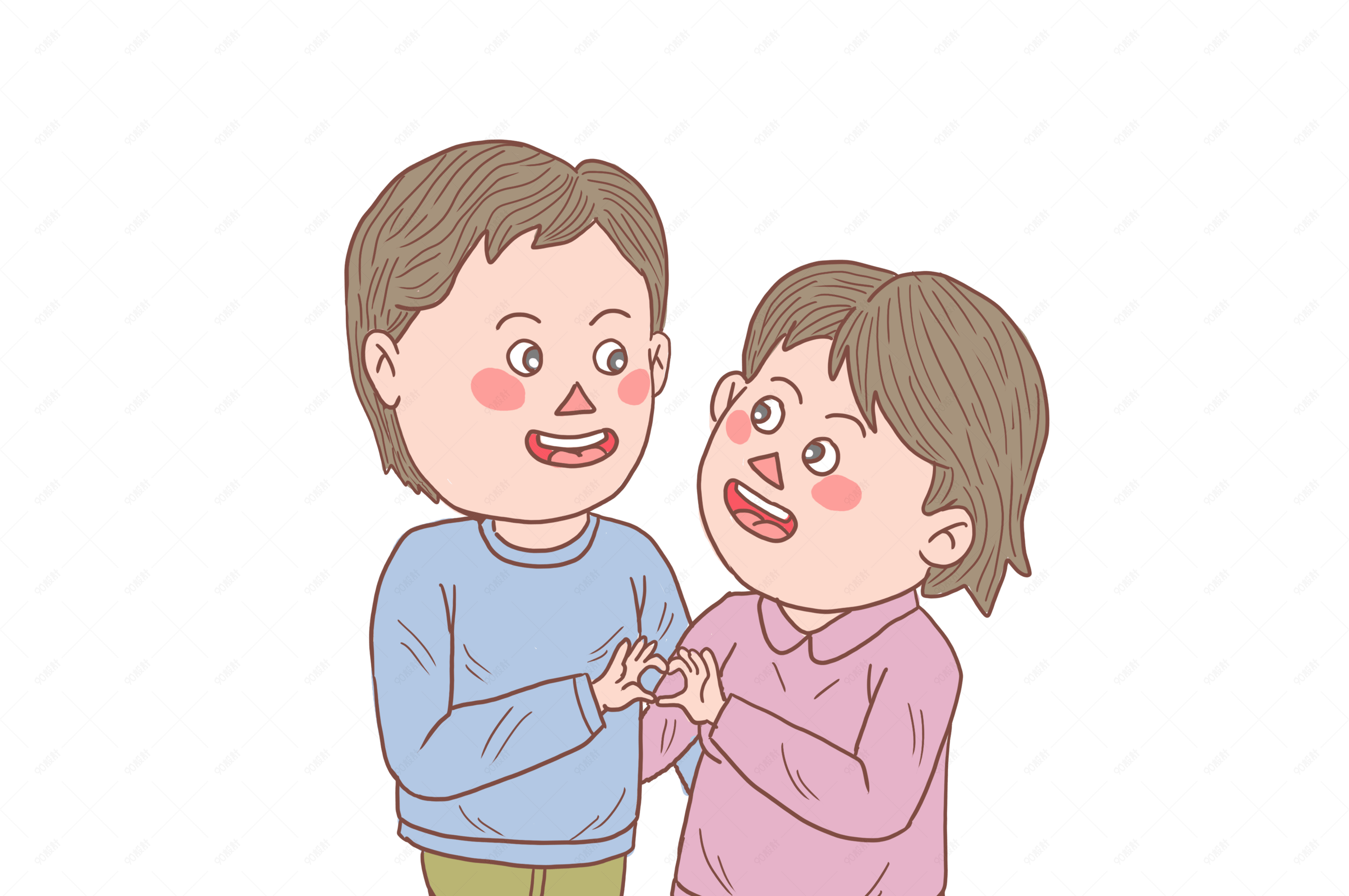 卡通手绘恩爱夫妻