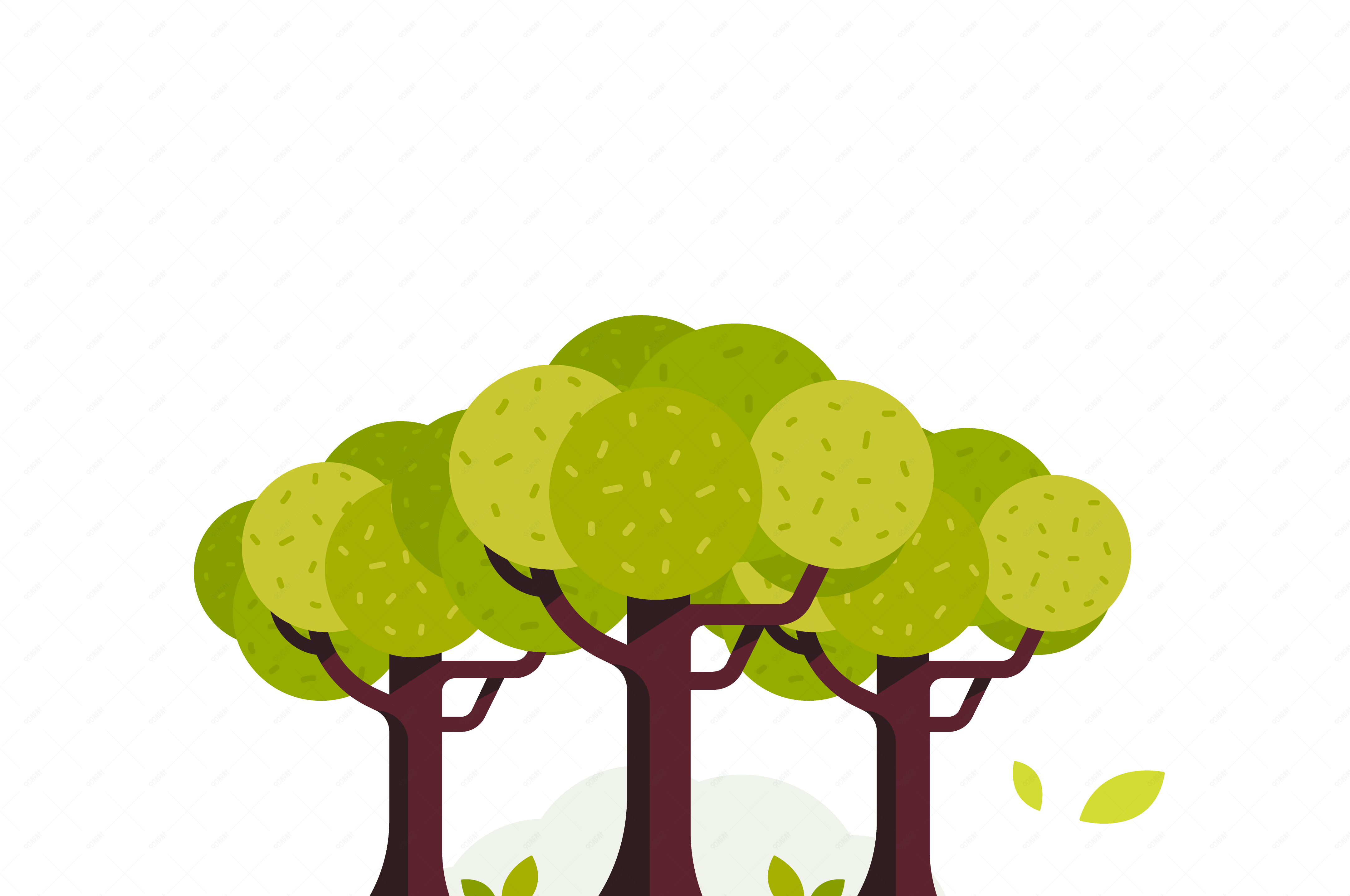 矢量三颗扁平的大树