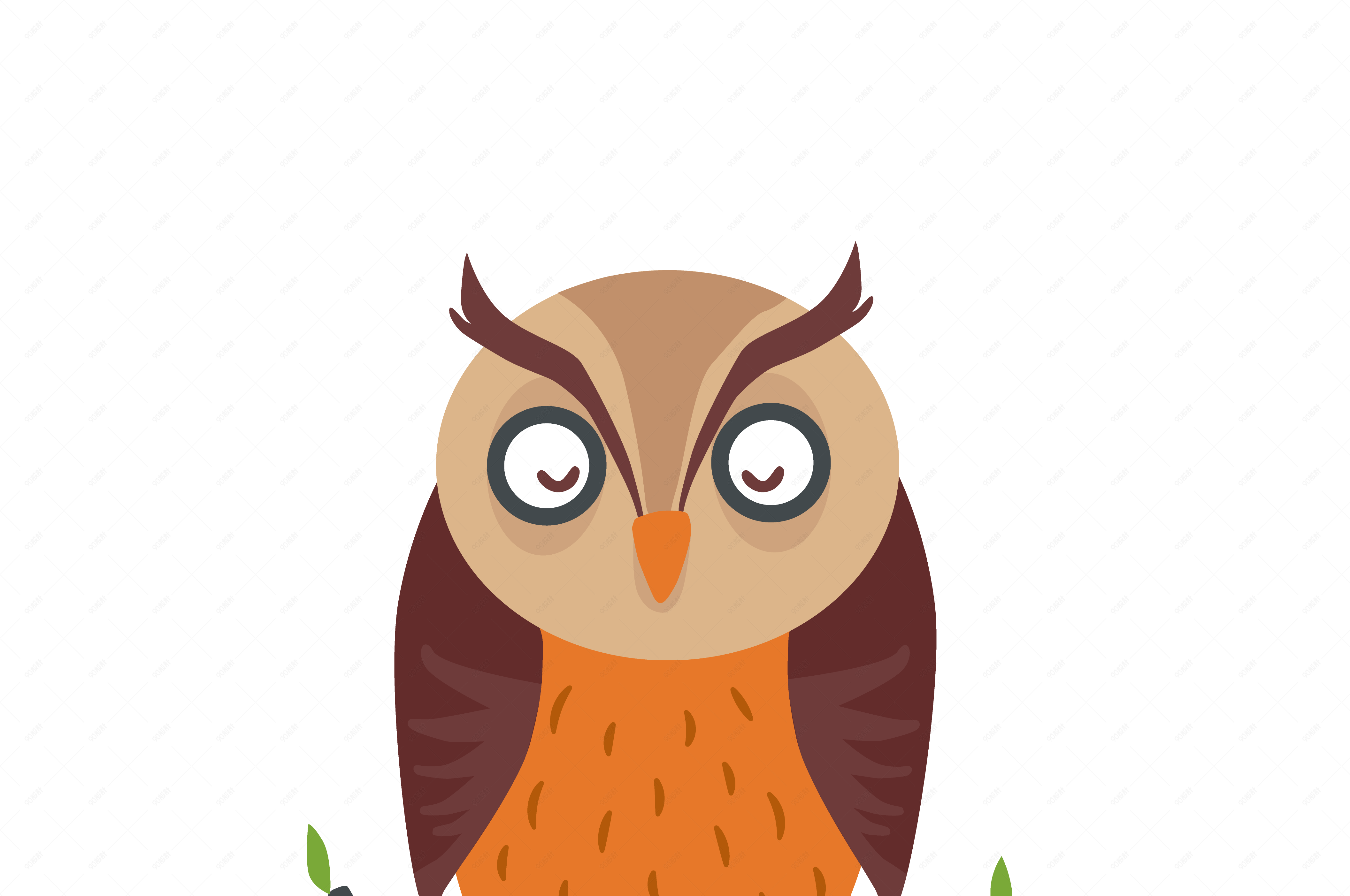 矢量扁平可爱睡觉猫头鹰