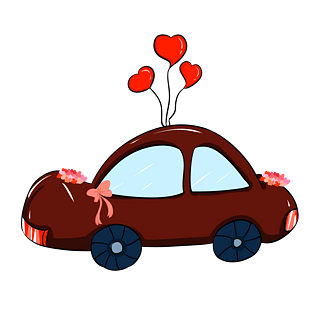 新婚主题装饰婚车插画