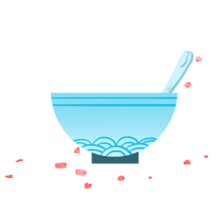 手绘腊八节青花瓷碗腊八粥插画