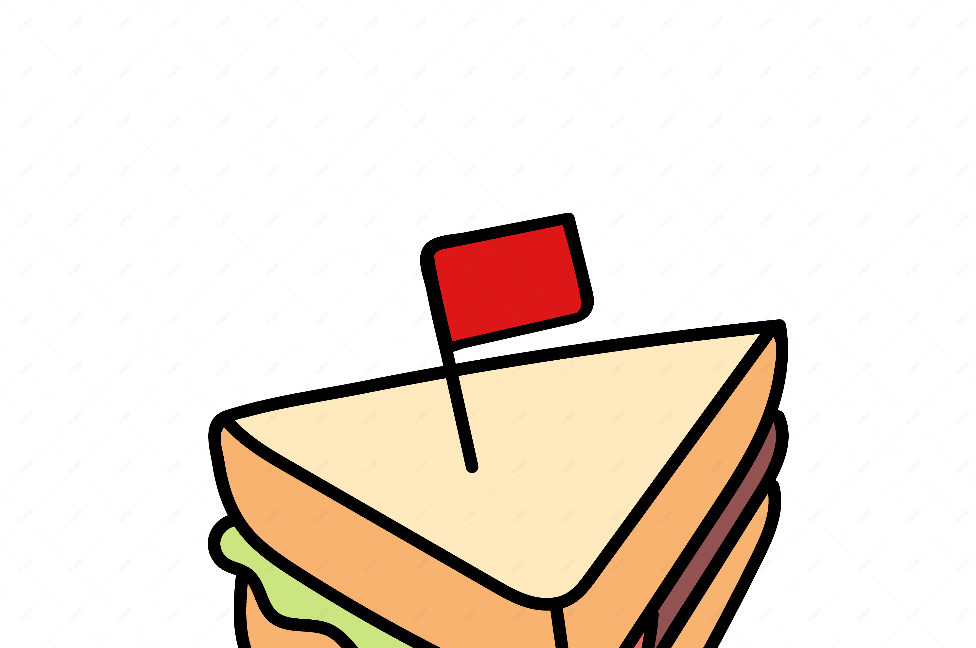 矢量手绘可爱三明治