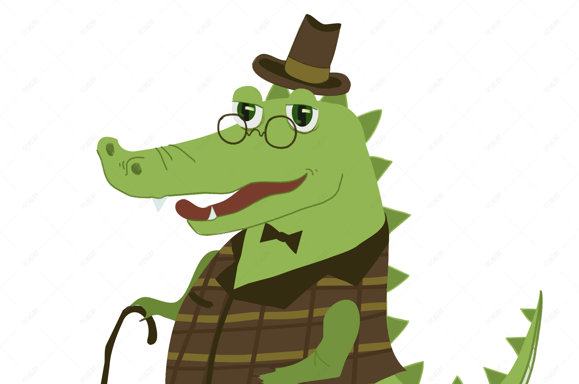 手绘鳄鱼卡通插画