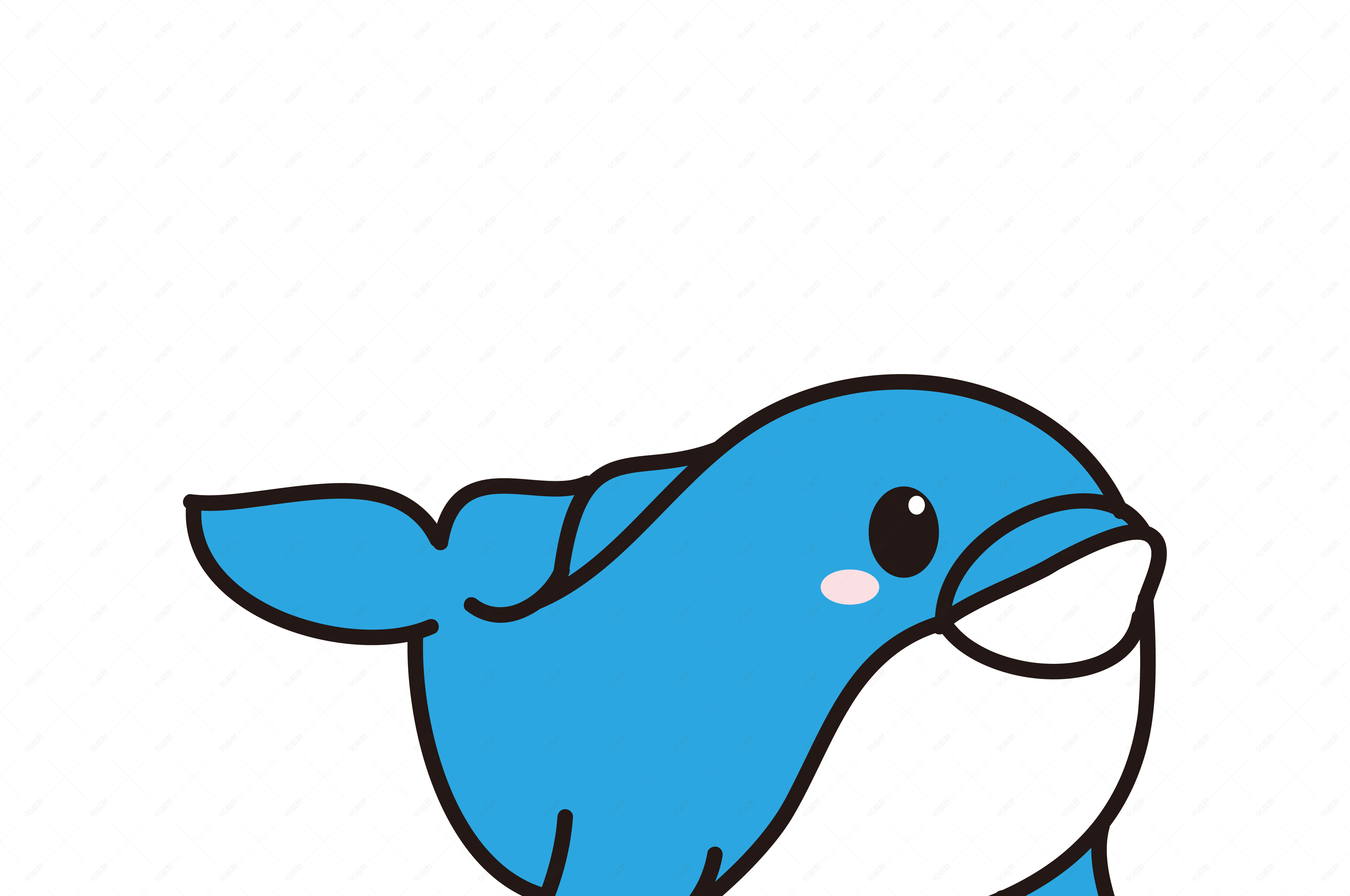 矢量手绘卡通鲸鱼