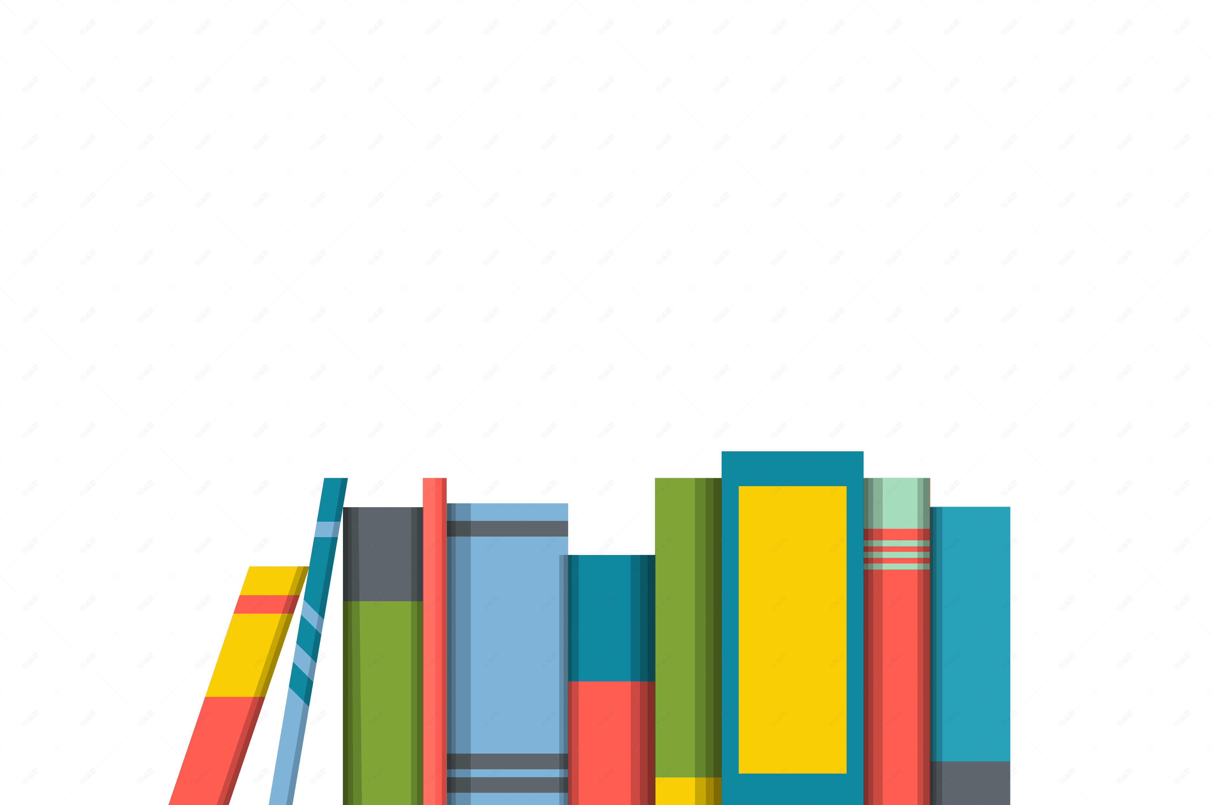 矢量彩色一排书本